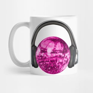 Pink Disco Ball with Headphones Mug